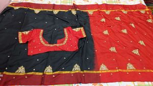 Elegant Red &amp; Black Saree