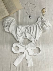 Bundle: Off Shoulder Top + White Cropped Blouse