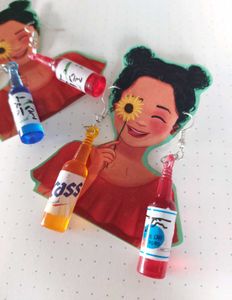 Bottle Earrings Colorful Mismatched Assorted