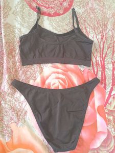 Elegant Black Sport Bra &amp; Panty Set👙