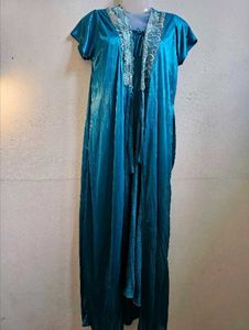 Teal Satin Nightsuit