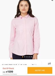 Allen Solly Pink Cotton Rich No Peep Shirt Women