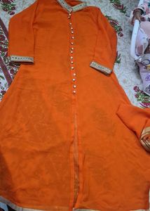 Orange Floral Palazzo Co-Ord Set For Women