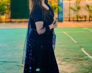 Elegant Navy Blue Sequin Dress