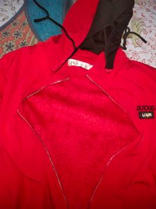 Men Or Women Vibrant Red Winter Sweatshirt Hoodie