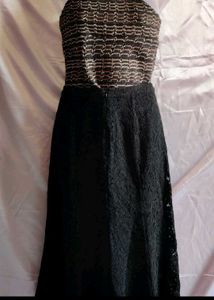 Elegant Lace Black Skirt With A Crop Top