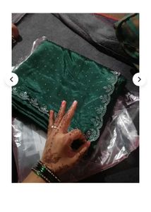 New  Green Saree With Attached Blouse Piece