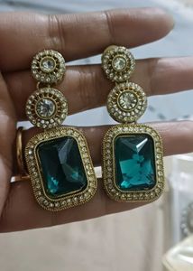 Emerald Stone Drop Earrings