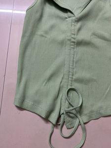 Green Ribbed Top