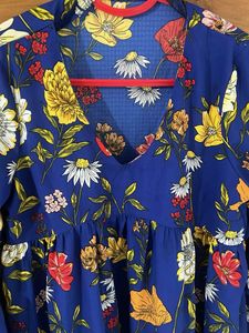 Floral Print Blue Mini Dress