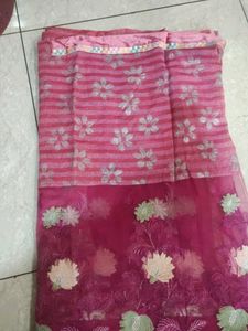 Pink Colour Sarri With Blouse