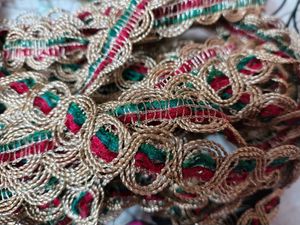 Very Beautiful Golden Green Red Lace