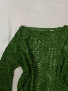 Green Crochet Knit Top