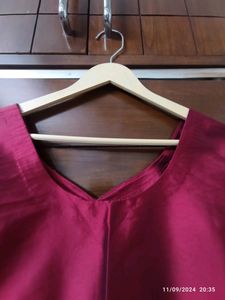 Maroon Silk Plain Kurta