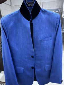 Stylish Blue Blazer with Black Collar