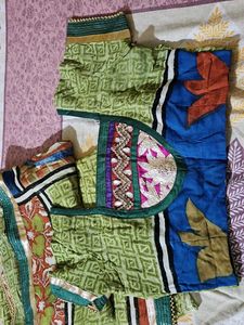 Digital Print Green Saree