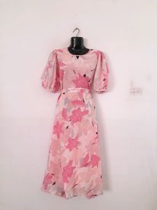 Pink Floral Midi Dress