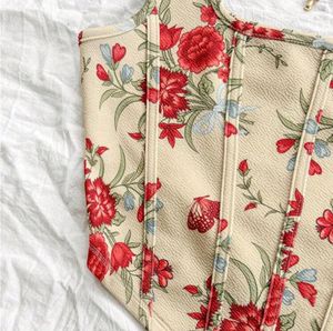 Corset Illusion Fitted Bustier Beige Roses Top