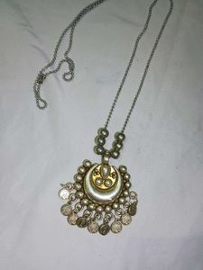 ethnic oxidised silver w Coin Pendant Necklace