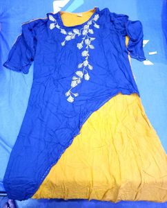 Stylish Blue &amp; Yellow Dress 44 Size