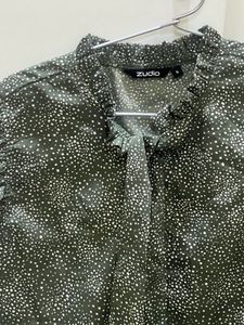 Mehendi Green Top With White Dots
