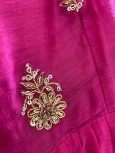 Pink Embroidered Kurta pant with tissue duptta