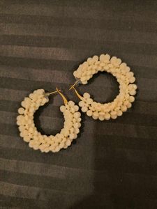 White Hoop Earrings
