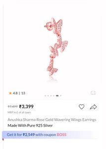 Giva Rose Gold Butterfly Drop Earrings