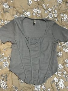 Gray Corset Style Tee