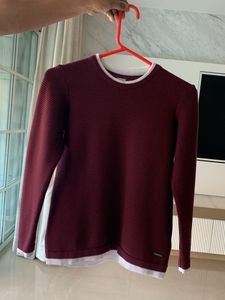 Burgundy Long Sleeve Knit Shirt Boy Age 8-10