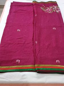 Elegant Floral Embroidered Saree