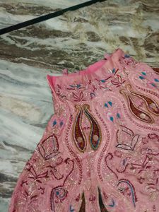 dabka work Elegant Pink Lehenga Choli