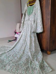 pastel green with multi sequin