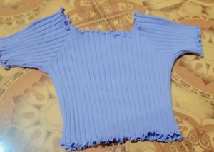 Cute Periwinkle Ribbed Crop Top