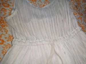 White Striped Sleeveless Dress