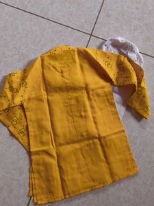 Yellow Geometric Print Kurta Set