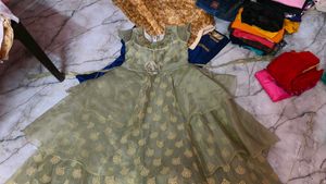 New Dusky Green Long Frock .