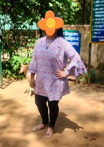 Floral Print Ruffle Sleeve Top