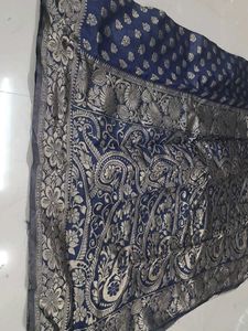 Elegant Navy Blue Floral Saree