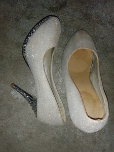Sparkly Silver Heels Red Bottom
