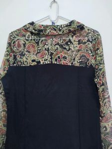 Voguish Printed Tie Up Black Top