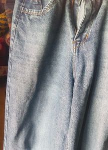 Blue Washed Wide Legged Denim Jeans