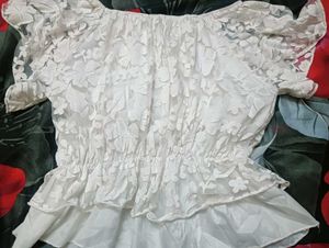 White Floral Barbie Look Top