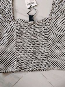 Polka Dot Puff Sleeve Top