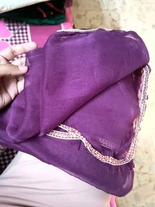 Purple Dupatta With Gota Patti Work
