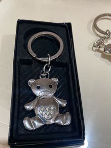 Metal Jaguar Logo &amp; Teddy Keychain Combo-