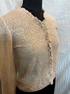 Korean Ruffle Trim Cardigan