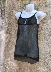 15121. Sheer Black Cami Slip