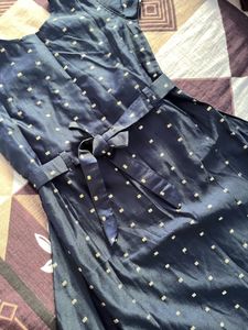 Navy Belted Gown
