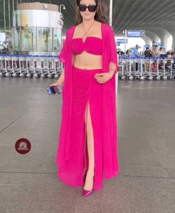 Pink Beach Designer Dress Party Slit Cut